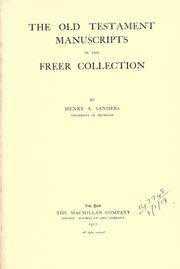 Cover of: The Old Testament manuscripts in the Freer collection.