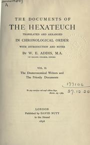 Cover of: The documents of the Hexateuch by William Edward Addis