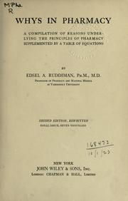 Cover of: Whys in pharmacy by Edsel Alexander Ruddiman, Edsel Alexander Ruddiman