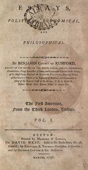 Cover of: Essays, political, economical, and philosophical. by Rumford, Benjamin Graf von