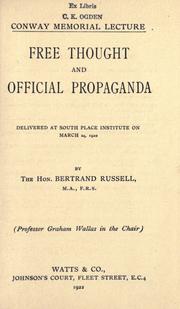 Cover of: Free thought and official propaganda by Bertrand Russell, Bertrand Russell