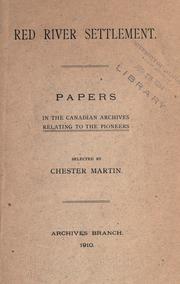 Cover of: Red River settlement. by Public Archives of Canada., Public Archives of Canada.