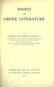 Cover of: Essays on Greek literature. by Robert Yelverton Tyrrell