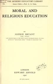 Cover of: Moral and religious education. by Sophie Willock Bryant
