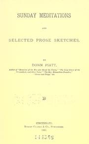 Cover of: Sunday meditations and selected prose sketches. by Piatt, Donn