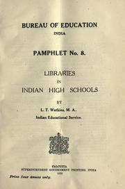 Libraries in Indian high schools .. by L. T. Watkins