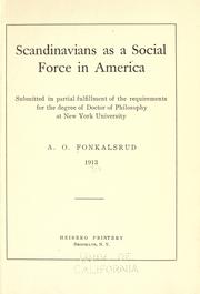 Cover of: Scandinavians as a social force in America ... by Alfred O. Fonkalsrud