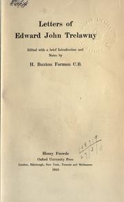 Cover of: Letters of Edward John Trelawny by Edward John Trelawny