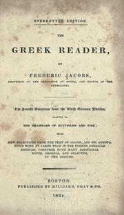 Cover of: The Greek reader by Friedrich Jacobs