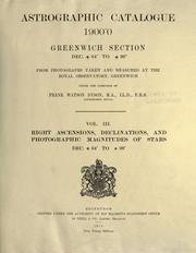 Cover of: Astrographic catalogue 1900.0: Greenwich section Dec. +64©® to 90©®. From photographs taken and measured at the Royal Observatory, Greenwich