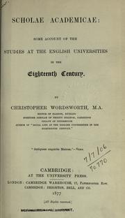 Cover of: Scholae academicae by Wordsworth, Christopher, Wordsworth, Christopher