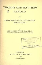 Cover of: Thomas and Matthew Arnold and their influence on English education.
