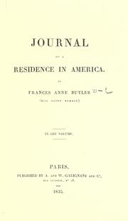 Cover of: Journal of a residence in America by Fanny Kemble, Fanny Kemble