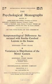 On the functions of the cerebrum by Shepherd Ivory Franz