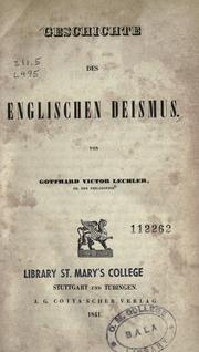 Cover of: Geschichte des englischen Deismus