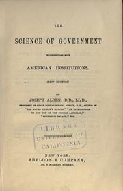 Cover of: science of government in connection with American institutions.