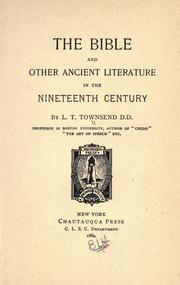 Cover of: The Bible and other ancient literature in the nineteenth century
