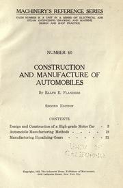 Cover of: Construction and manufacture of automobiles by Ralph E. Flanders