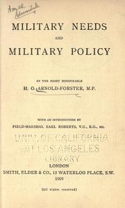 Cover of: Military needs and military policy