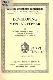 Cover of: Developing mental power. by George Malcolm Stratton