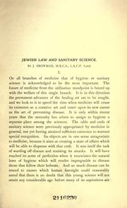 Cover of: Jewish law and sanitary science by Jacob Snowman