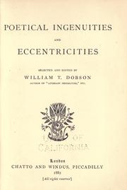 Cover of: Poetical ingenuities and eccentricities