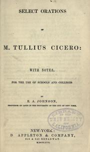 Cover of: Select orations of M. Tullius Cicero by Cicero