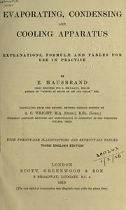 Cover of: Evaporating, condensing and cooling apparatus by Eugen Hausbrand