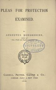 Cover of: Pleas for protection examined by Augustus Mongredien, Augustus Mongredien