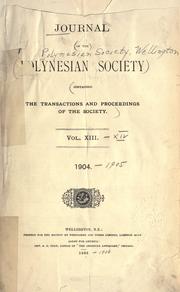 Journal by Polynesian Society, Wellington