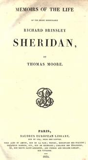 Cover of: Memoirs of the life of the Right Honourable Richard Brinsley Sheridan. by Thomas Moore, Thomas Moore