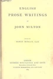 Cover of: English prose writings by John Milton