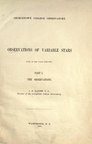 Cover of: Observations of variable stars made in the years 1884-1890. by Georgetown College Observatory (Washington, D.C.)