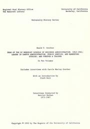 Cover of: Dean of the UC Berkeley Schools of Business Administration, 1943-1961: leader in campus administration, public service, and marketing studies : and forever a teacher