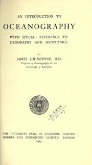 Cover of: An introduction to oceanography, with special reference to geography and geophysics
