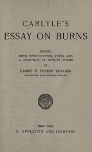 Cover of: Carlyle's essay on Burns by Thomas Carlyle