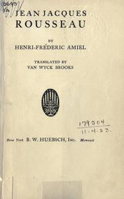 Cover of: Jean Jacques Roussea by Henri Frédéric Amiel