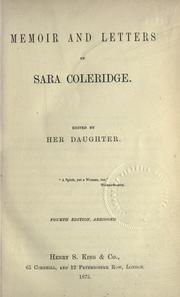 Cover of: Memoir and letters of Sara Coleridge by Sara Coleridge