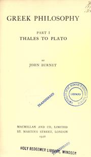 Cover of: Greek philosophy. by John Burnet