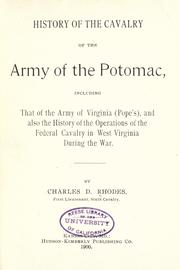 Cover of: History of the cavalry of the Army of the Potomac by Charles Dudley Rhodes
