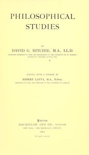 Cover of: Philosophical studies by David George Ritchie