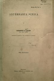 Cover of: Adversaria Sinica. by Herbert Allen Giles, Herbert Allen Giles