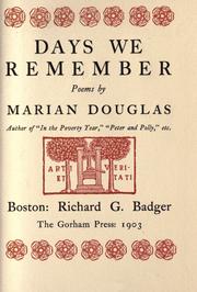 Cover of: Days we remember by Marian Douglas