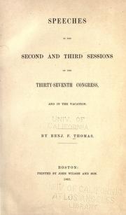 Cover of: Speeches in the second and third sessions of the Thirty-seventh Congress, and in the vacation.