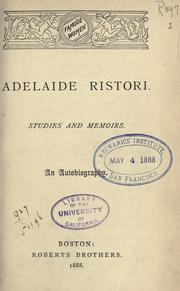 Cover of: Studies and memoirs by Adelaide Ristori