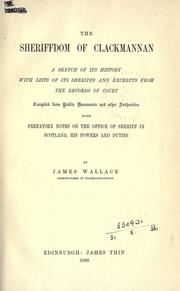 Cover of: The sheriffdom of Clackmannan by Wallace, James