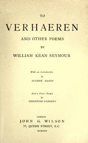 Cover of: To Verhaeren: and other poems