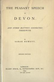 Cover of: The peasant speech of Devon. by Sarah Hewett