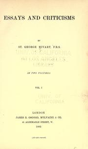Essays and criticisms by St. George Jackson Mivart