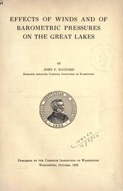 Cover of: Effects of winds and of barometric pressures on the Great Lakes.